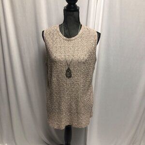 Joan Walters Sleeveless Top Womens Size Medium Champagne Taupe Stretchy Textured